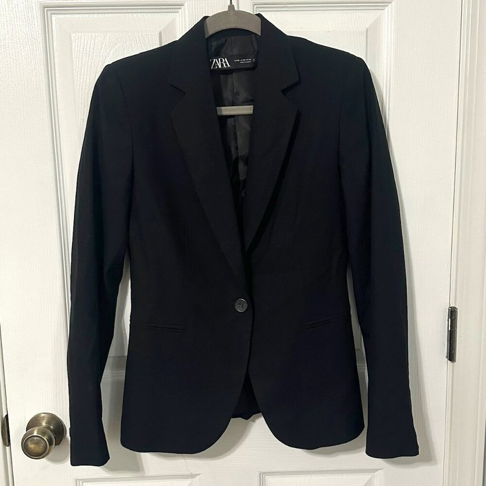 Zara Black Blazer, Suit Jacket, Office Wear